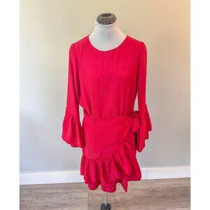 SoAllure Red Ruffle Wrap Dress